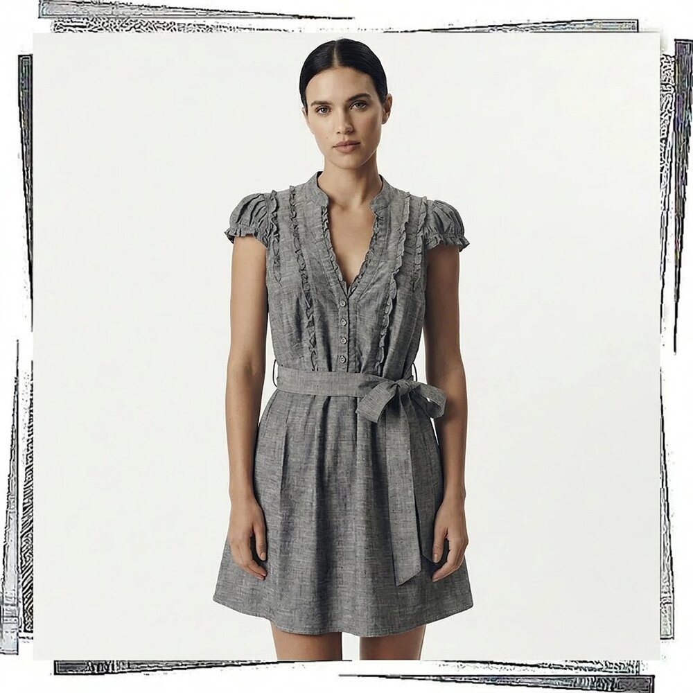 Vintage 2011ish Heather Gray Lightweight Denim Tunic Top / Mini Dress (S) by Fei